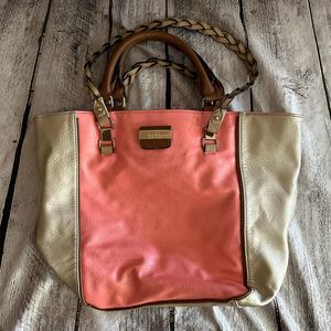 Nicole Miller New York Beige and Salmon Pink Purse, Pre-owned